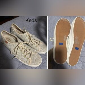 Keds Beige Textured Lace-Up Shoes